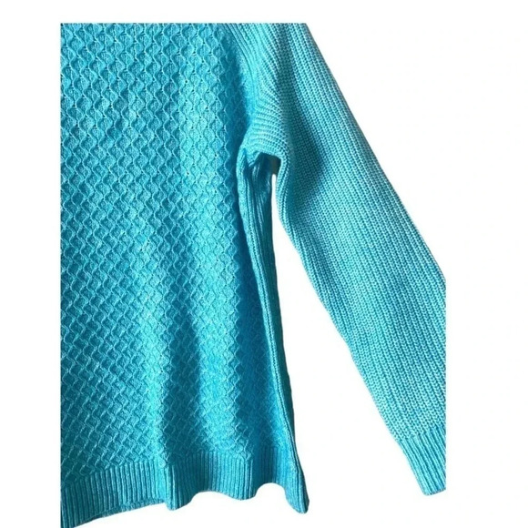 TALBOTS | Women’s Textured Twist Stitch Dark Turquoise Mockneck Sweater Size 1X - Picture 4 of 6